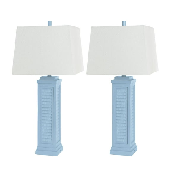 Shutter 32" Blue Polyresin Coastal Table Lamp w/USB (Set of 2)