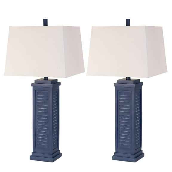 Shutter 32" Navy Blue Shutter Lamp / USB (Set of 2)