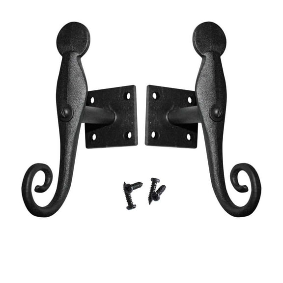 Shutter Dog Rat Tail Hand Forged Iron Black Rustproof Finish Pair Pack of 12