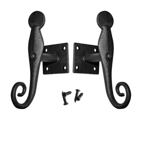 Shutter Dog Rat Tail Hand Forged Iron Black Rustproof Finish Pair Pack of 2
