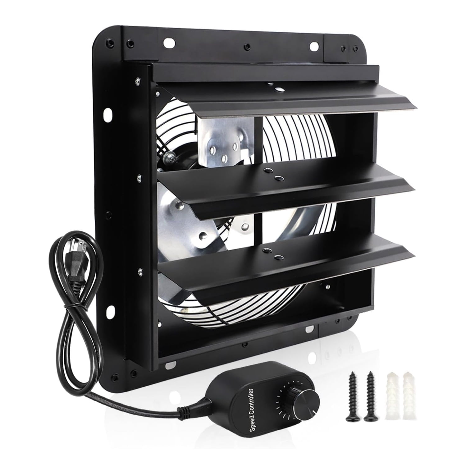 Barn Shutter Fans Shutter Exhaust Fan, 7 in Wall Mount Ventilation Fan w/Speed Controller ...