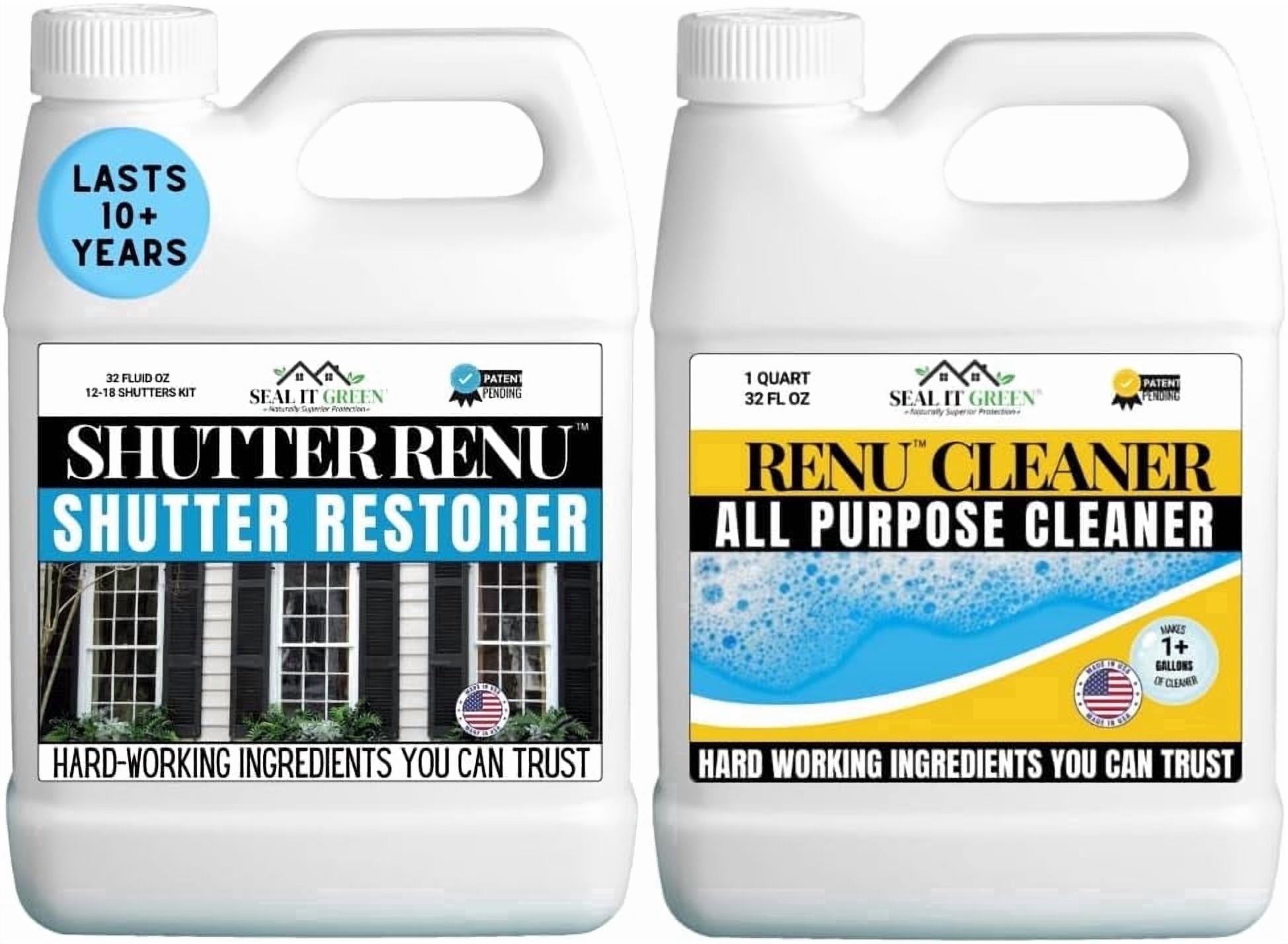 Shutter Renu, All Purpose Cleaner Concentrate Gallon - Incredible Coverage Of 2000+ SF-Premium | Removes Stains, Oxidation & More | Ideal For Vinyl Siding, Decks, Patio, Fences, Pavers & Outdoor Fabri