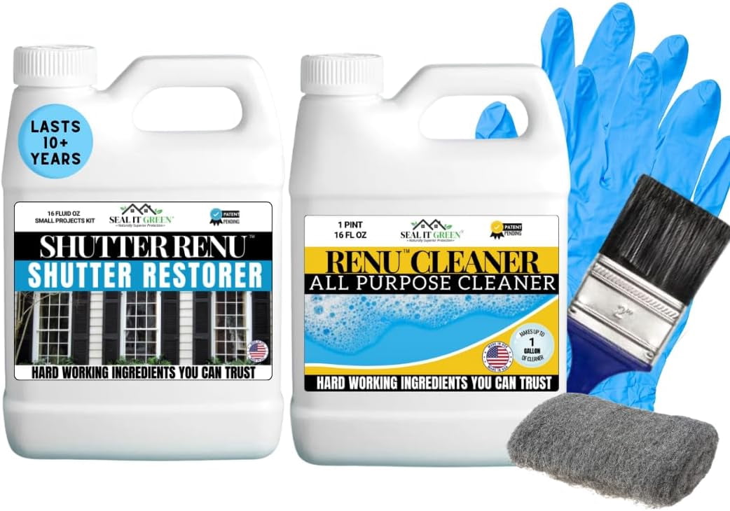 Shutter Renu | Small Project Kit | All Purpose Cleaner - Color Restorer - Protects & Restores Color To Faded Shutters, Patio Furniture, Mailboxes, Doors & More