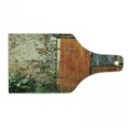 thumbnail image 1 of Shutters Cutting Board, Old Fashion Country House French Entrance Stone Wall Farmhouse Picture Print, Tempered Glass Cutting and Serving Board, Wine Bottle Shape, Orange Green, by Ambesonne, 1 of 1