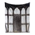 thumbnail image 1 of Shutters Soft Flannel Fleece Throw Blanket, Old Door of the Farmhouse Facade Architectural Detail Timber Framing, Cozy Plush for Indoor and Outdoor Use, 50" x 70", Charcoal White, by Ambesonne, 1 of 5