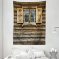 thumbnail image 1 of Shutters Tapestry, Windows with Shutters Patterned on the Wall of the Old Wooden House Cottage Print, Wall Hanging for Bedroom Living Room Dorm Decor, 60W X 80L Inches, Brown Beige, by Ambesonne, 1 of 5