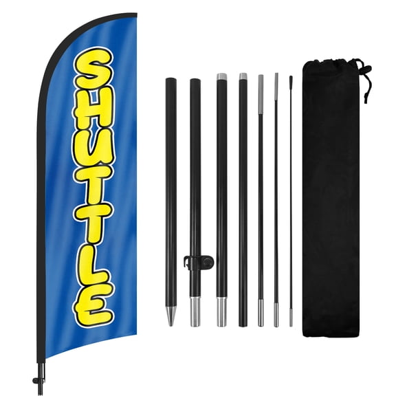 Shuttle Advertising Feather Flags Banner 8Ft, Shuttle Swooper Flag with Pole and Ground Stake, Advertising Feather Flag Signs for Shuttle Business