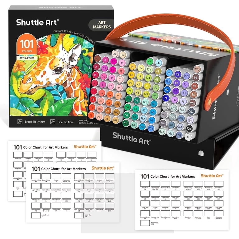 MAQuill セット Shuttle Art 101 Colors Dual Tip Art Markers Set with 100 Vibrant