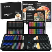 Shuttle Art 103 PCS Drawing Kit, Professional Drawing Supplies with Sketch, Charcoal, Colored, Graphite, Pastel Pencils & Sticks, Complete Drawing Tools and Paper Pads in Zipper Case