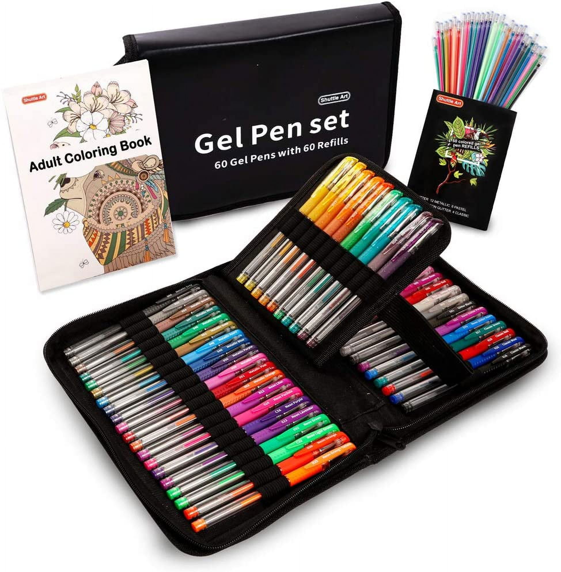 Shuttle Art Gel Pens, 120 Pack Gel Pen Set 60 Colored Gel Pen with 60 Refills for Adults Coloring Books Drawing Doodling Crafts Scrapbooking