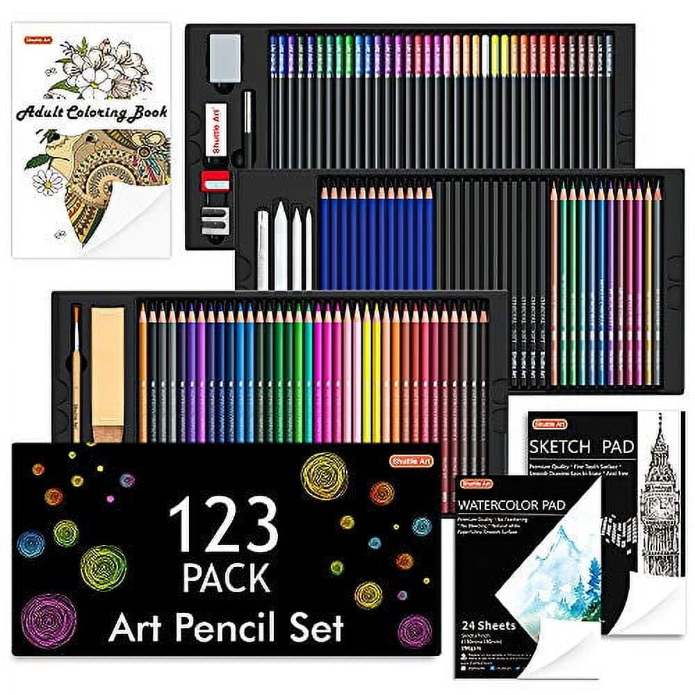 Shuttle Art 123 Pack Art Pencil Set, 36 Watercolor Pencils,36 Oil