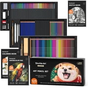 Shuttle Art 123 Pack Art Pencil Set, 36 Watercolor Pencils,36 Oil Based Pencils,12 Sketch Pencils,12 Metallic Color Pencils,12 Charcoal Pencils,15 Pieces Drawing Kit, Great Gift