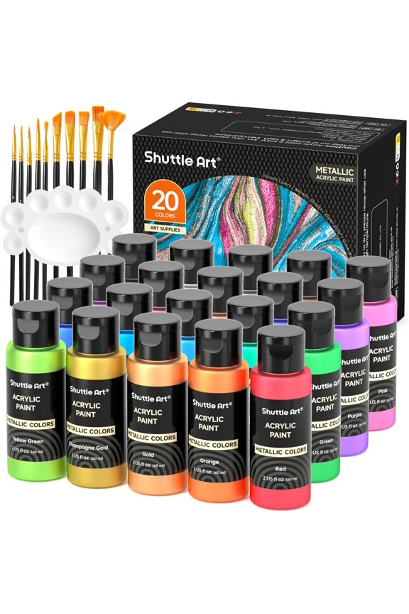 2 oz Multi-color Metallic Acrylic Craft Paint (24 Pieces)