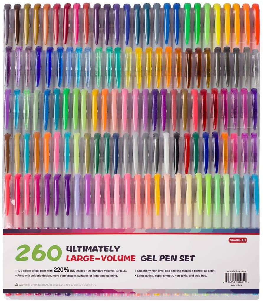 Colored Gel Pens, 1 Coloring Book - Set of 130 — Shuttle Art