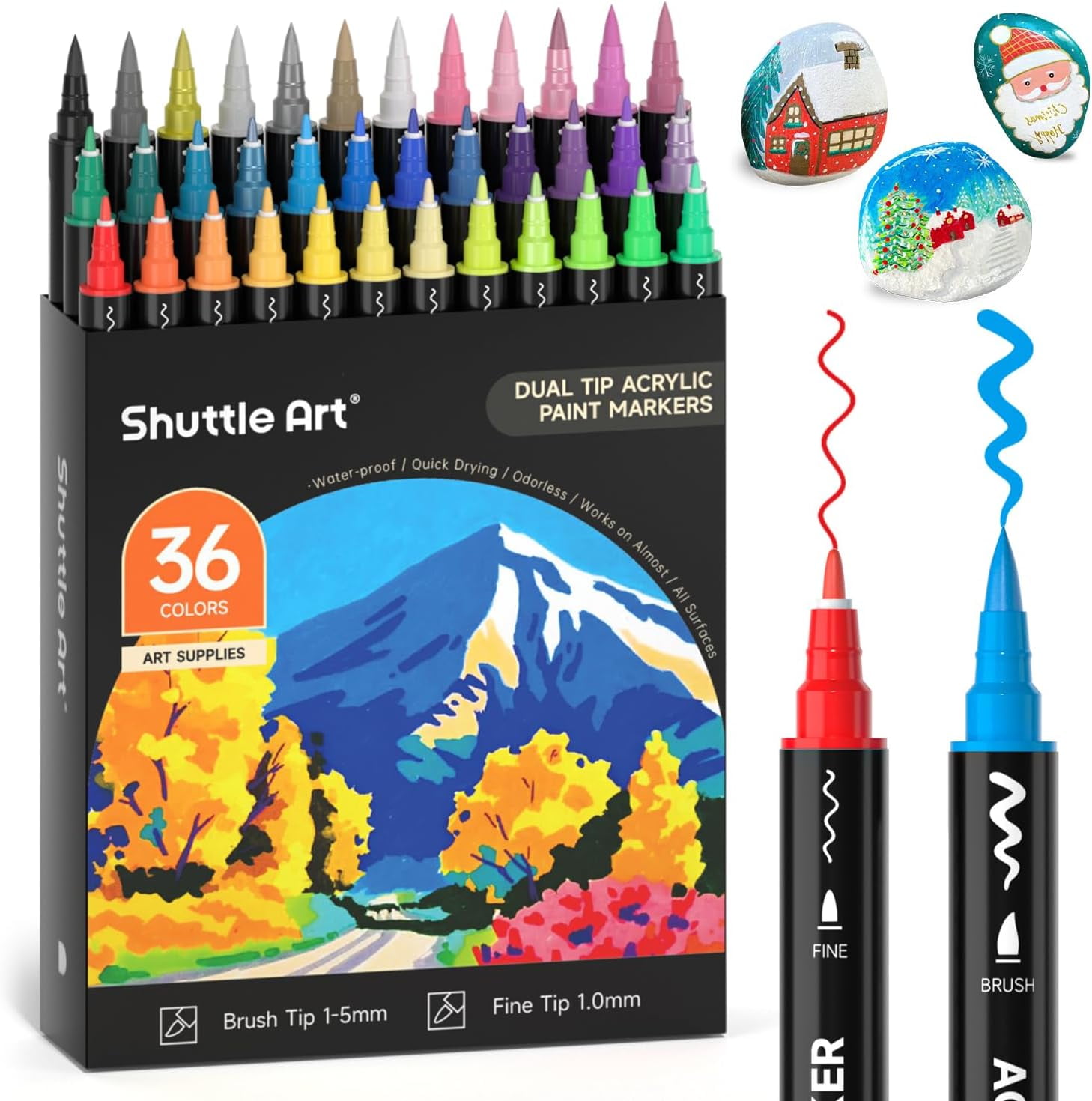 Shuttle Art Acrylic Paint Markers Set 36 Vibrant and Metallic