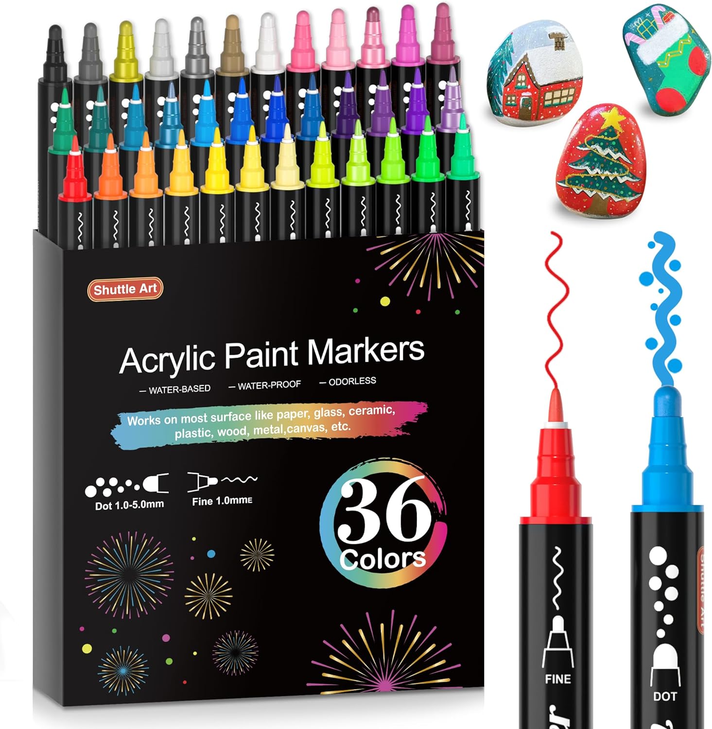 Pintar Art Premium Acrylic Paint Pens (24Pack) Fine Tip Pens For