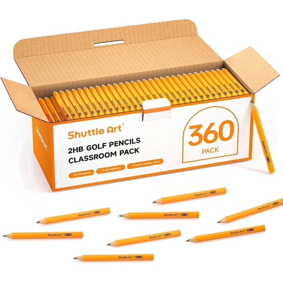 Shuttle Art 360 Pack #2 HB Golf Pencils, Wood-cased 3.5” Mini Pencils Bulk, Pre-sharpened Small Pencil for Writing Marking Sketching