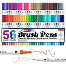 Shuttle Art 56 Colors Dual Tip Brush Pens Art Markers,Brush Tip with Fineliner 0.4 Markers Pen Set for Adult coloring books