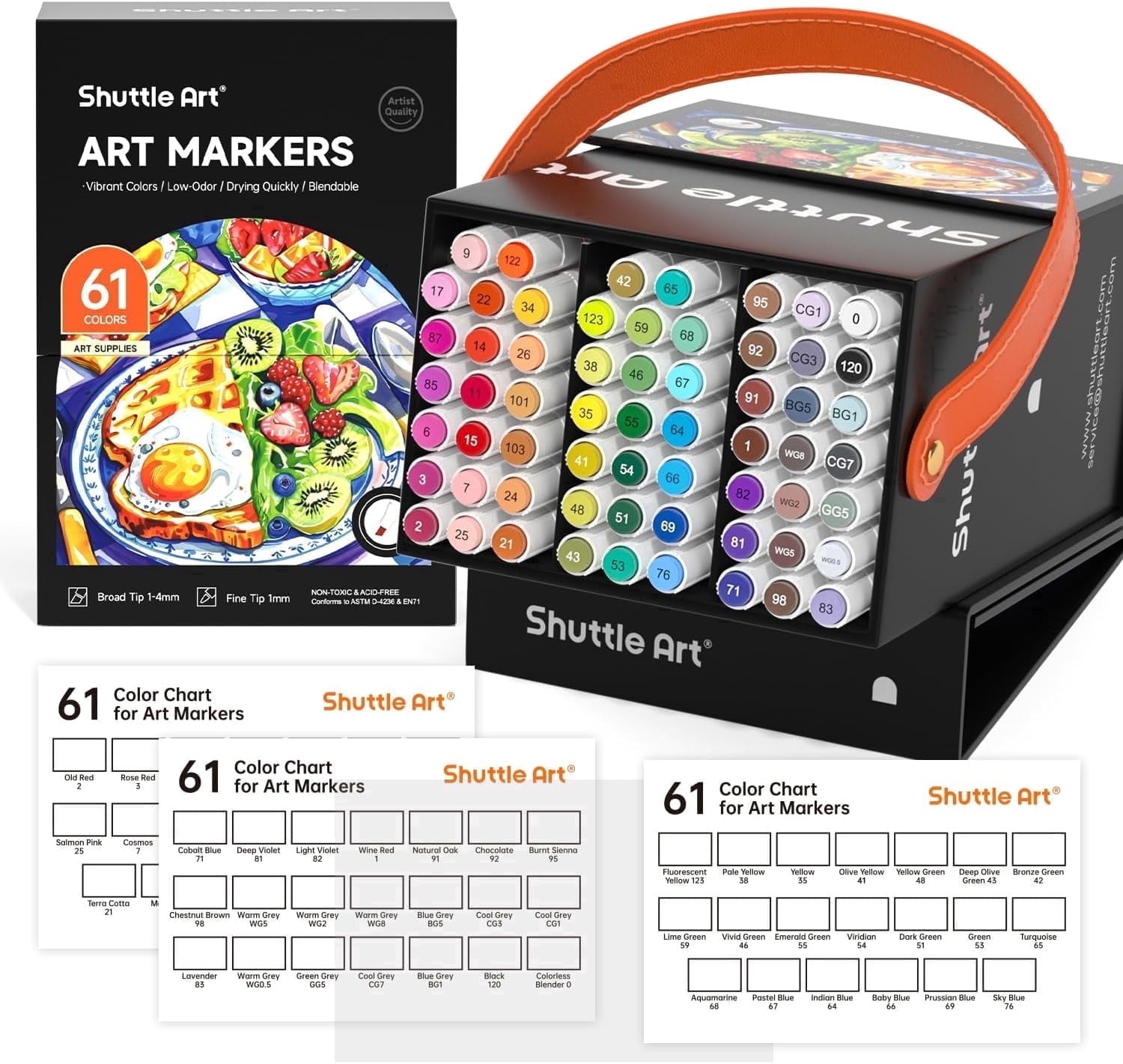 Art liner Collection Vol. 3 12個入 Shuttle Art, Dual Tip Art Markers, 61 Colors, with Case - Walmart.com