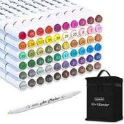 Shuttle Art 61 Colors Dual Tip Art Markers Permanent Highlighters with Case