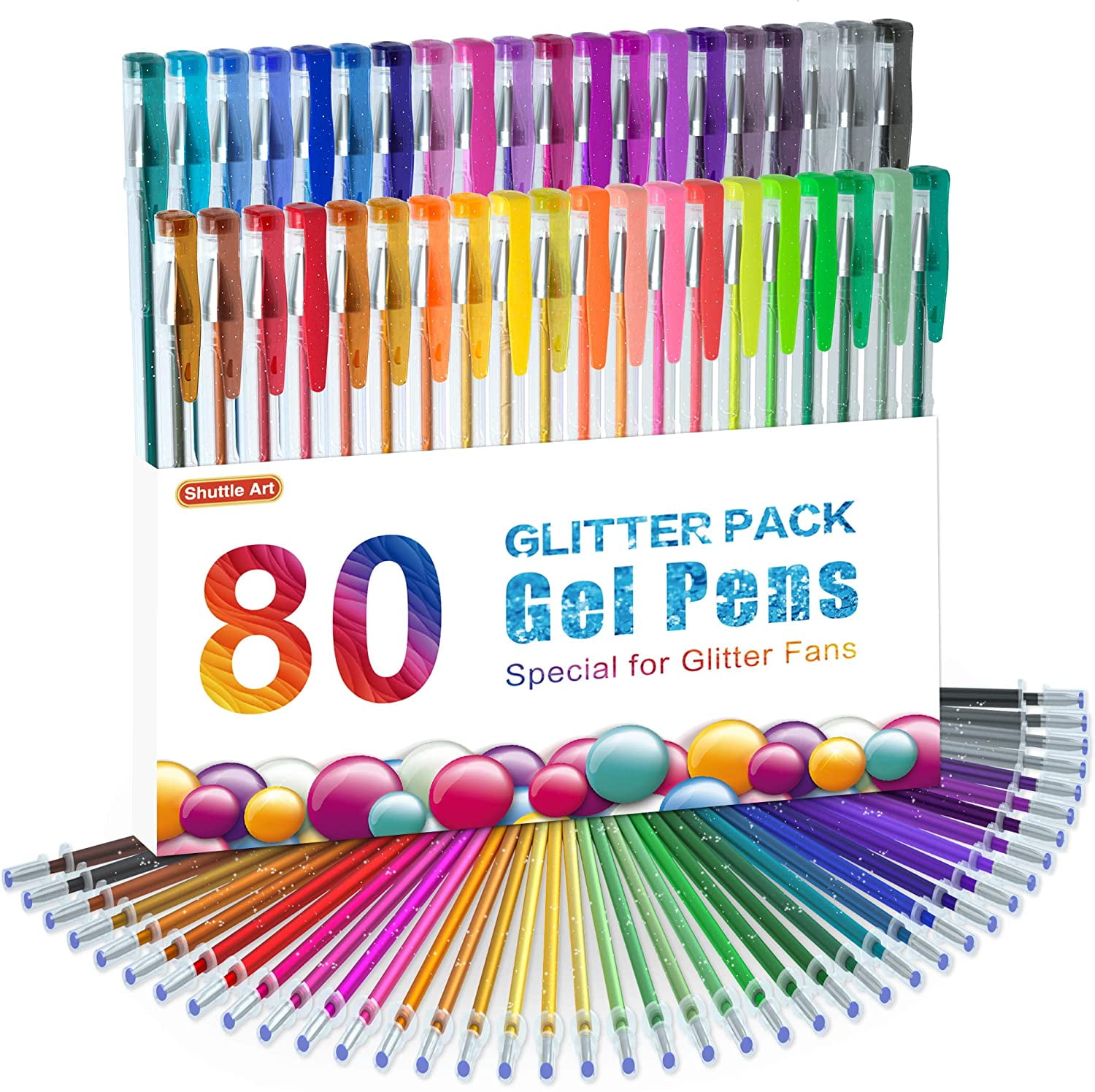 Nylea 100 Pack Glitter Gel Pens for Adult Coloring with Silk Travel Case 