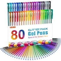 Shuttle Art 80 Pack Glitter Gel Pens, 40 Colors Glitter Gel Pen Set with 40 Refills for Adult Coloring Books Craft Doodling