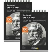 Shuttle Art 9”x12” Sketch Pad, 260 Sheets (68lb/100gsm) Drawing Pad, Pack of 2, 130 Sheets Each, Spiral Bound Sketch Book, Durable Acid-Free Drawing Paper, Great Sketch Pad