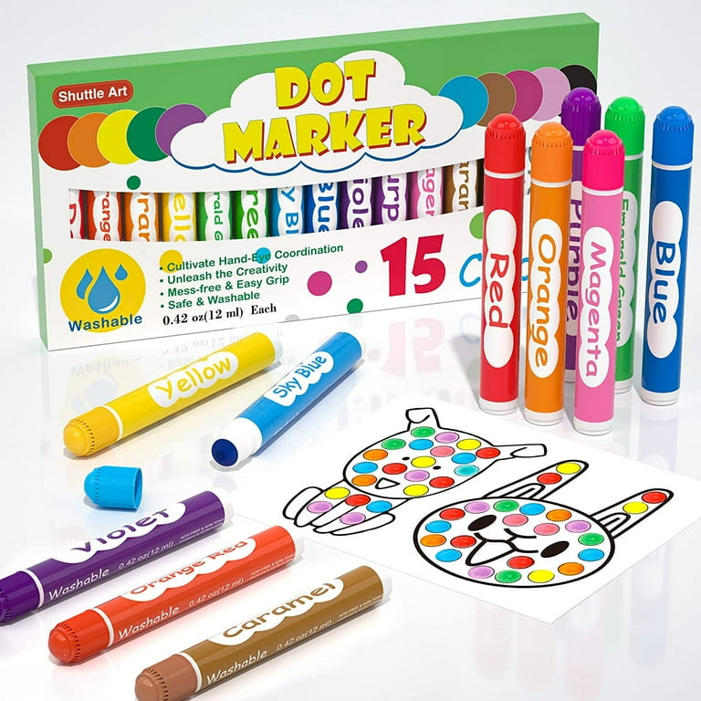 Funcils 10 Washable Dot Markers for Toddlers - Non Toxic Paint Dotters & Bingo Markers - Dot Markers for Kids & Preschoolers | Dabber Markers for