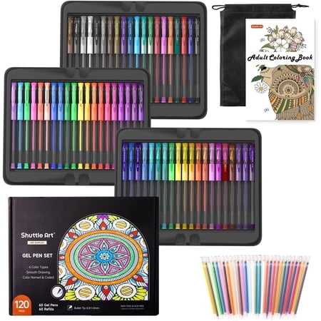 Shuttle Art Gel Pens, 120 Pack Gel Pen Set Packed in a Box, 60 Unique Colors with 60 Refills for Adults Coloring Books Drawing Doodling Crafts Scrapbooking Journaling