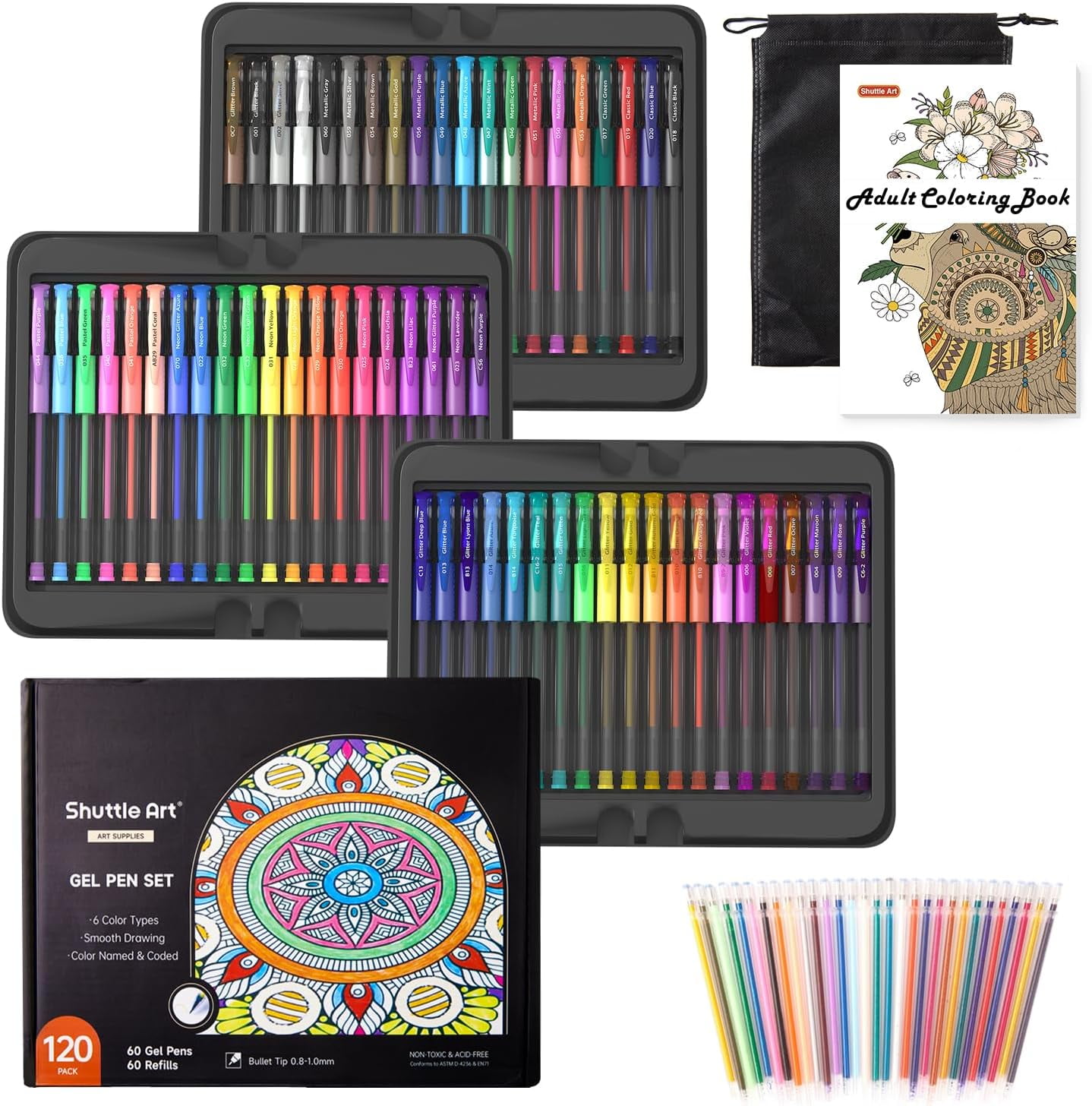 Walmart daily deals:  Shuttle Art 120 Assorted Gel Pens Set, 60 Unique Colors with Refills in Box
