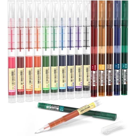 Shuttle Art Rollerball Pens, 15 Colors Fine Point 0.5mm - Quick-Drying Liquid Ink for Smooth Writing, Journaling, Note-Taking, and Doodling