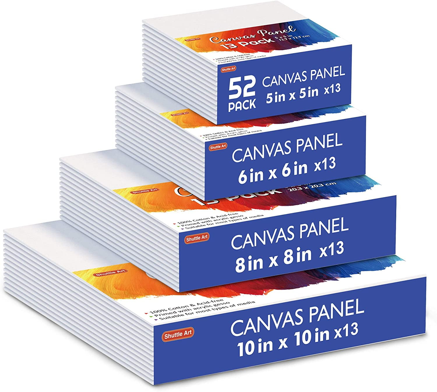 Painting Canvas Panels 72 Pack, 5X7, Classroom Value Pack Art