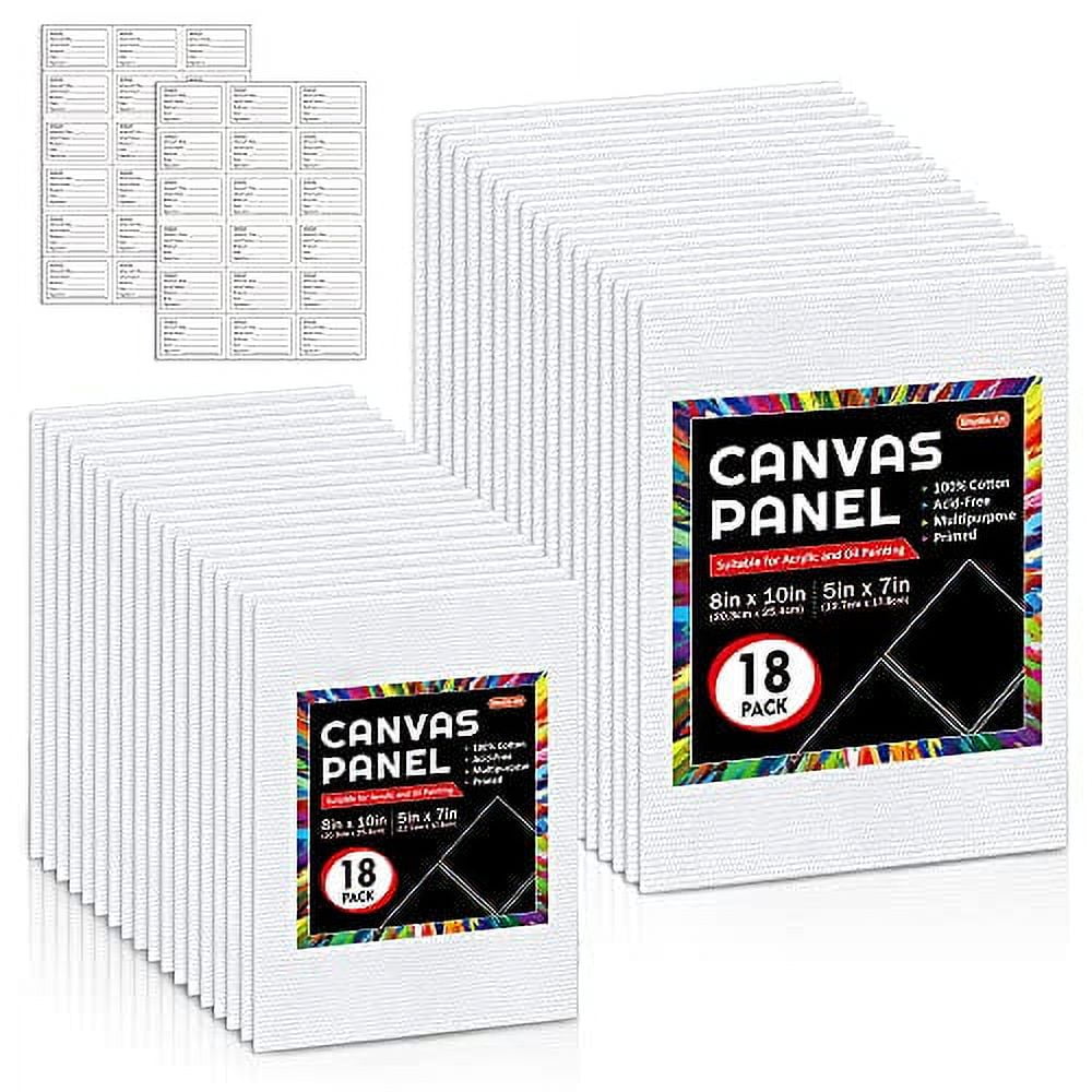 PHOENIX Black Canvas Panels 5x7 Inch 6 Pack - 8 Oz Triple Primed