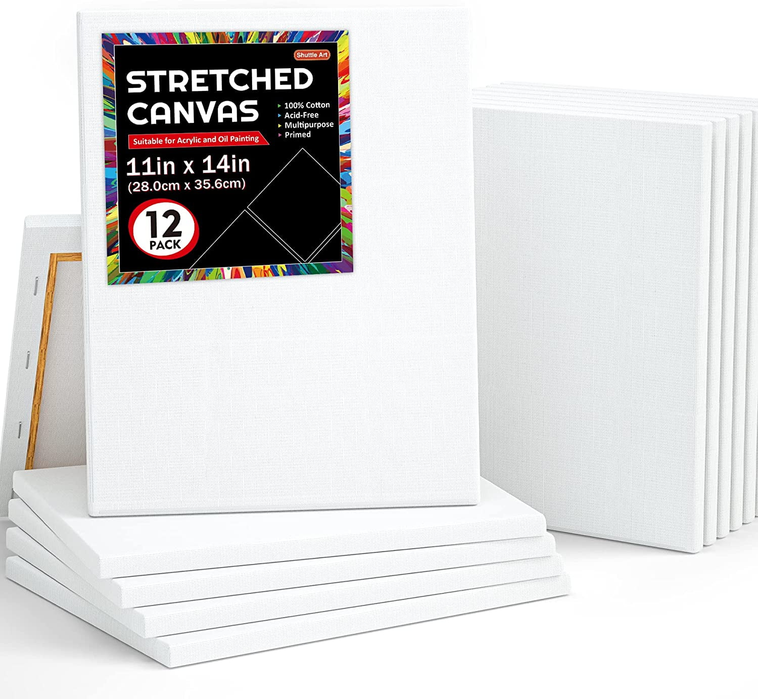 Canvases for Painting, Shuttle Art 34 Pack Multi Sizes Stretched Canvas and  Canvas Panels, 5x7, 8x10, 9x12, 11x14, 100% Cotton Primed Canvas