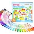 thumbnail image 1 of Shuttle Art Super Washable Markers, 30 Colors Broad Line Conical Tip Markers, Ultra Clean Coloring Book Marker Set, 1 of 7