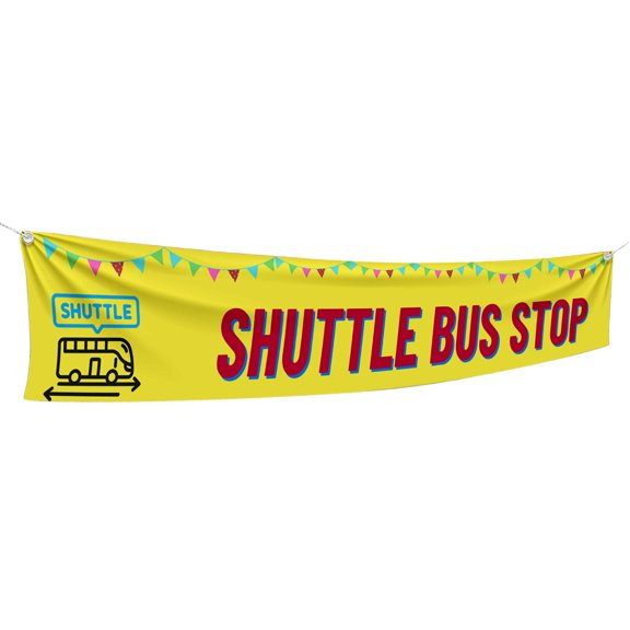 Shuttle Bus Large Banners and Signs for Outdoor by DreamController-Polyester Banner with 4 Holes for Easy Hang Indoor & Outdoor|6x1 Feet HD Banner to Promote Events| Made in USA