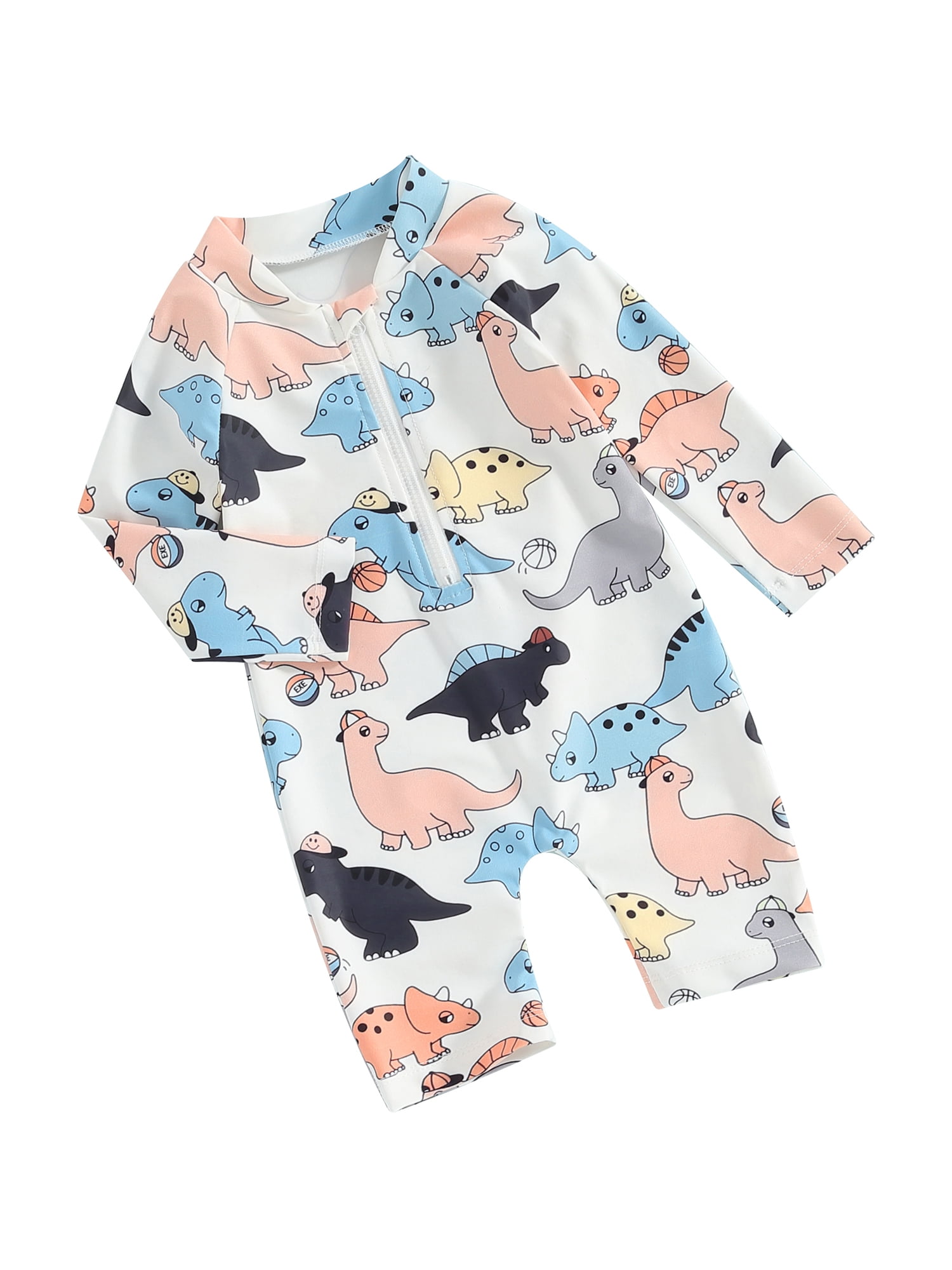 Shuttle tree Baby Boys Rash Guard, Long Sleeve Zipped Dinosaur Print