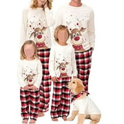 Shuttle tree Family Christmas Pjs Matching Sets Deer Plaid Jammies for Baby Adults and Kids Holiday Xmas Sleepwear Set