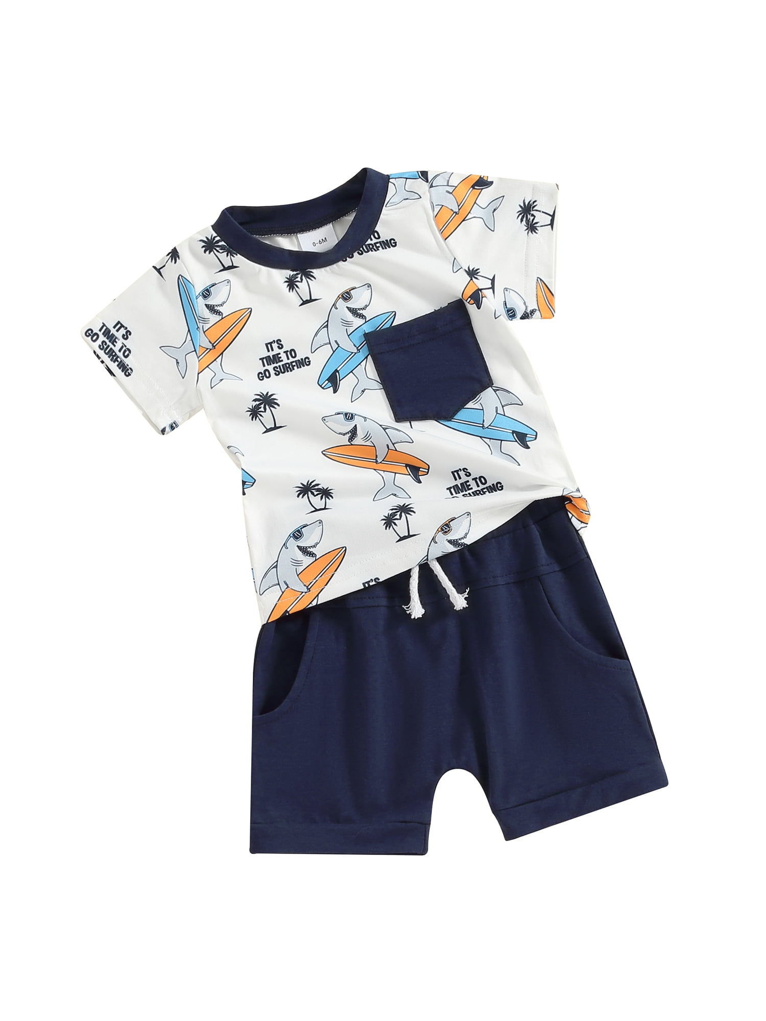 Shuttle tree Infant Baby Boy Summer Clothes Palm Print Short Sleeve T