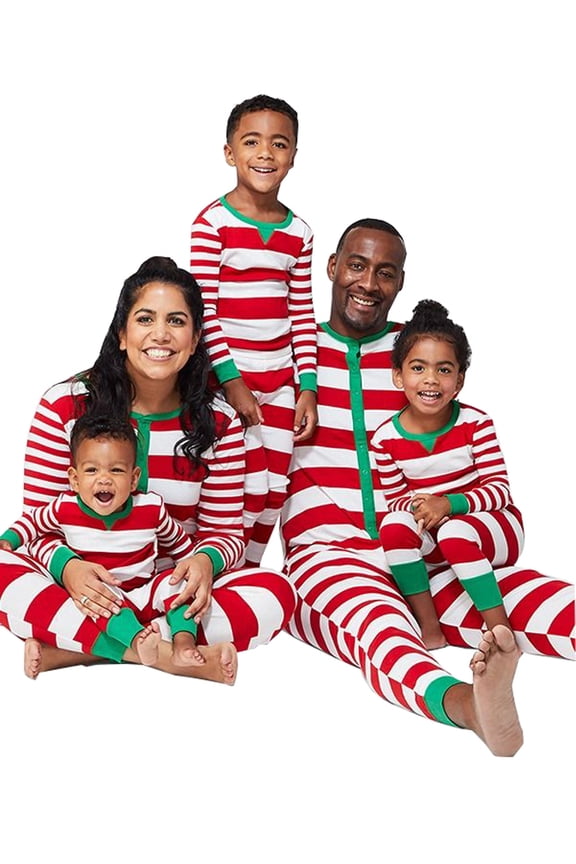 Matching Family Pajamas Christmas Red Striped Jammies Clothes Mum and Me Holiday Cotton Pjs Women Men