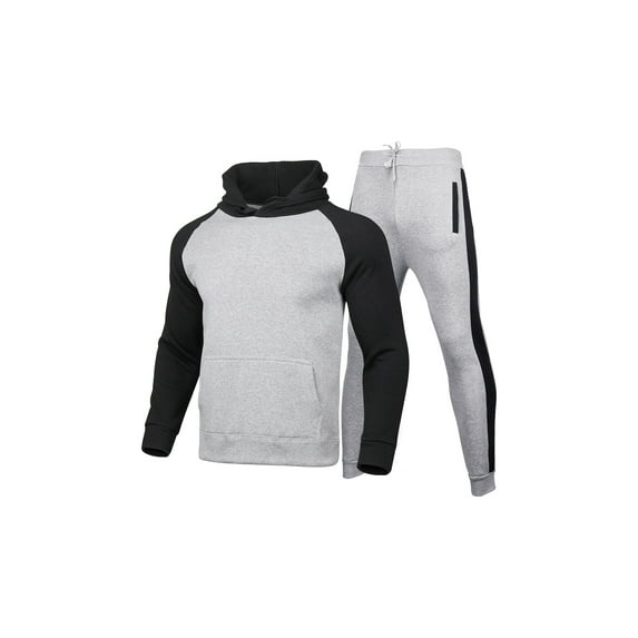 Shuttle tree Men Track Suits Sets Color Block Hoodie Sweatshirt Joggers Sweatpants Warm Sportswear