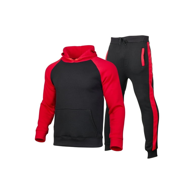 Shuttle tree Men Track Suits Sets Color Block Hoodie Sweatshirt
