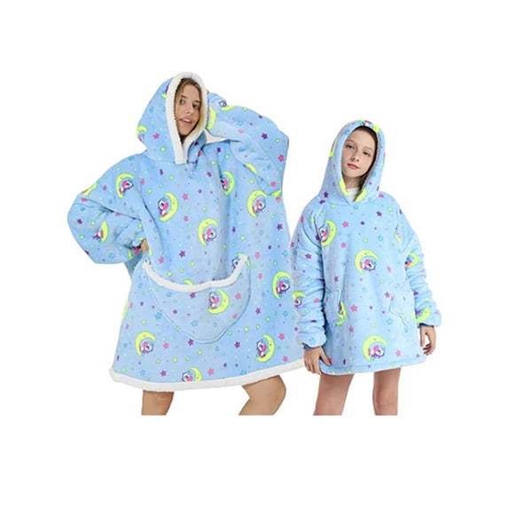 Shuttle tree Oversized Wearable Blanket Hoodie For Adult Kids Hooded Sherpa Sweatshirt With Front Pocket