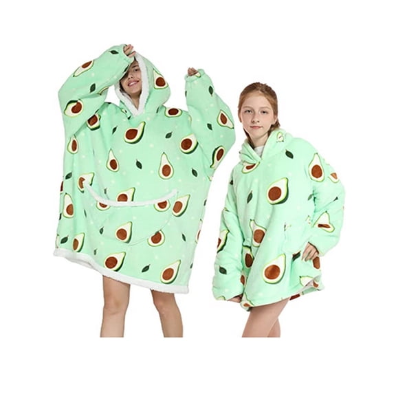 Shuttle tree Oversized Wearable Blanket Hoodie For Adult Kids Hooded Sherpa Sweatshirt With Front Pocket