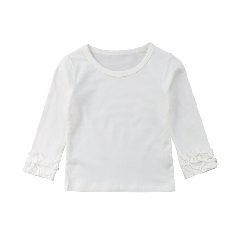 Shuttle tree Toddler Baby Girl Basic Plain Ruffle Cuff Long Sleeve