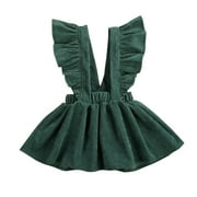 Shuttle tree Toddler Baby Girls Corduroy Strap Suspender Skirt Overalls Dress Outfit