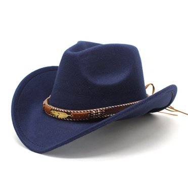 Mildsown Women Men Felt Cowboy Hat, Vintage Skull Roll-up Wide Brim