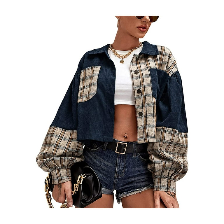 Corduroy jacket color block best sale