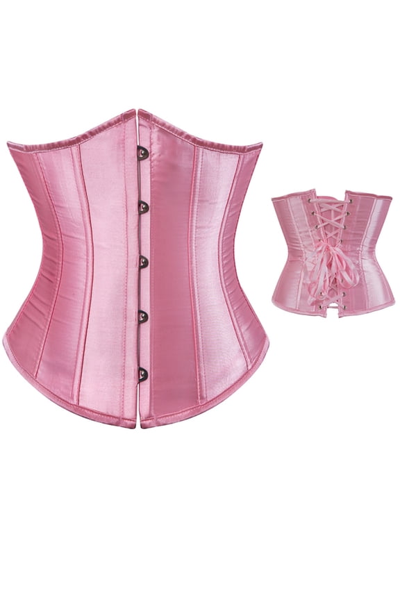 Women's Satin Underbust Corset Bustier Waist Training Cincher Plus Size Corsets S-6XL