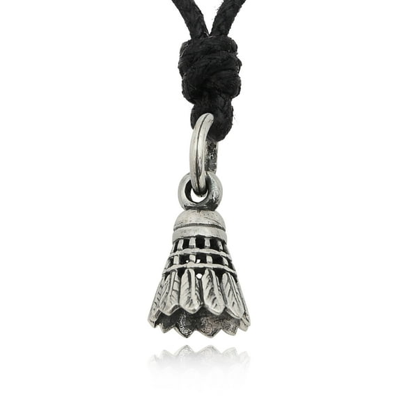 Shuttlecock 92.5 Sterling Silver Charm Necklace Pendant Jewelry With Cotton Cord